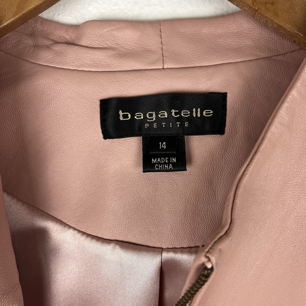 Bagatelle Women's Petite 14 Light Pink Leather Zip Jacket - Picture 10 of 16